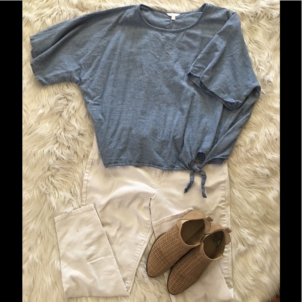 Chambray Light weight Tie Poncho Top